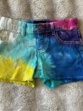 Iz Byer Girls Tie-Dye Rainbow Denim Shorts - Size 6X
